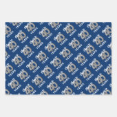 Feuille De Papier Cadeau Bleu argent brille à 40 ans Anniversaire (Devant)