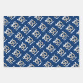 Feuille De Papier Cadeau Bleu argent brille à 50 ans anniversaire (Devant)