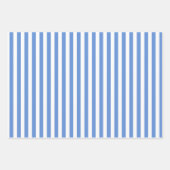 Feuille De Papier Cadeau Bleu Barbeau et Rayures Blanches (Devant 2)