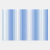 Feuille De Papier Cadeau Bleu Barbeau et Rayures Blanches (Devant)