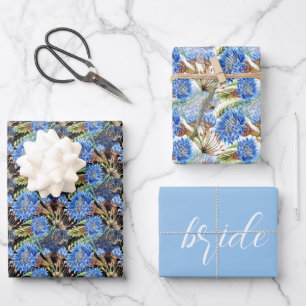 Feuille De Papier Cadeau Bleu Barbeau Mariage de mariage
