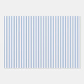 Feuille De Papier Cadeau Bleu Bébé et Rayures Blanches (Devant)