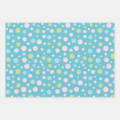 Feuille De Papier Cadeau Bleu Blanc Avec Points Bleus Rose Vert (Devant)