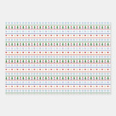 Feuille De Papier Cadeau Bleu blanc Gnomes Coeurs Snowflakes Noël (Devant)