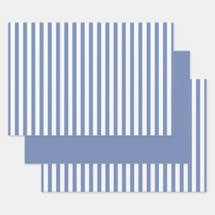 Feuille De Papier Cadeau Bleu Blanc Simple Stripes Motif Géométrique