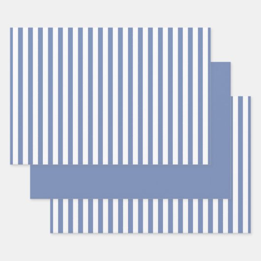 Feuille De Papier Cadeau Bleu Blanc Simple Stripes Motif Géométrique (Lot)