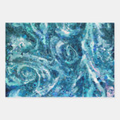 Feuille De Papier Cadeau Bleu Blanc Turquoise Mer vague Splash Abstraction (Devant 3)