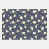 Feuille De Papier Cadeau Bleu bleu floral (Devant 2)