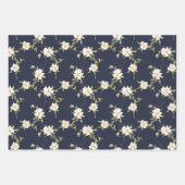 Feuille De Papier Cadeau Bleu bleu floral (Devant)