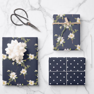 Feuille De Papier Cadeau Bleu bleu floral