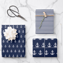 Bleu bleu marine Blancs et Ancre blanche