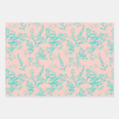 Feuille De Papier Cadeau Bleu brillant & Pêche Fleur sauvage inférieur Lign (Devant)