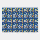 Feuille De Papier Cadeau Bleu Chevalier dans Brillant Armor Anniversaire de (Devant 3)