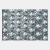 Feuille De Papier Cadeau Bleu Chic Boules de Noël Silver Sprakles Enveloppe (Devant 3)