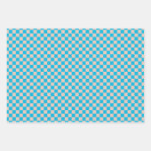 Feuille De Papier Cadeau Bleu Clair Classique, Plaid Beige (Devant 3)