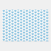 Feuille De Papier Cadeau Bleu clair et Coeurs blancs (Devant 3)