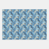 Feuille De Papier Cadeau Bleu clair et marbre doré (Devant)