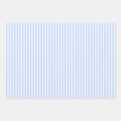 Feuille De Papier Cadeau Bleu clair et rayures blanches (Devant)