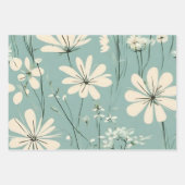 Feuille De Papier Cadeau Bleu clair Fleurs Super marguerites modernes (Devant)