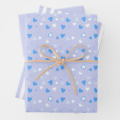 Feuille De Papier Cadeau Bleu Coeur mignon (En situation)