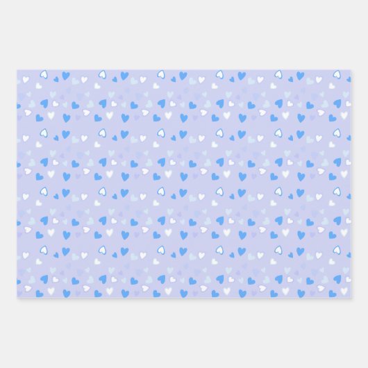 Feuille De Papier Cadeau Bleu Coeur mignon (Devant)
