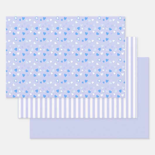Feuille De Papier Cadeau Bleu Coeur mignon (Lot)