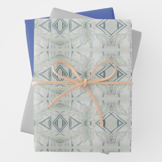 Feuille De Papier Cadeau Bleu complexe (En situation)