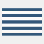 Feuille De Papier Cadeau Bleu de marine, Blancs, Motif rayé (Devant 2)