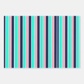 Feuille De Papier Cadeau Bleu de mer, rose et bleu marine (Devant)