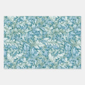 Feuille De Papier Cadeau Bleu de motif botanique rétro (Devant)