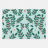 Feuille De Papier Cadeau Bleu des baies d'hiver (Devant 2)