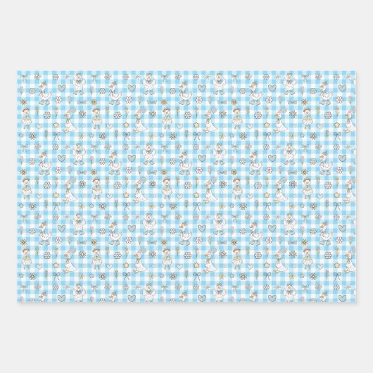 Feuille De Papier Cadeau Bleu d'oie En vichy Anniversaire (Devant 3)