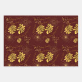 Feuille De Papier Cadeau Bleu doré, vert et bordeaux (Devant 3)