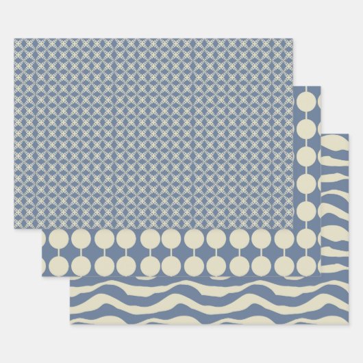 Feuille De Papier Cadeau Bleu Duché et Motifs de Crème de Noël (Lot)