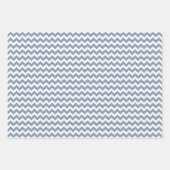 Feuille De Papier Cadeau Bleu Dusté & Blancs Polka Dot Chevron (Devant 3)