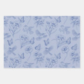 Feuille De Papier Cadeau Bleu Dusty Hummingbird & Butterfly Floral Wrapper (Devant 3)