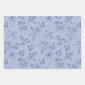 Feuille De Papier Cadeau Bleu Dusty Hummingbird & Butterfly Floral Wrapper (Devant 2)