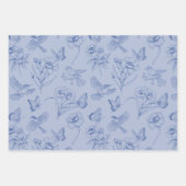 Feuille De Papier Cadeau Bleu Dusty Hummingbird & Butterfly Floral Wrapper (Devant)