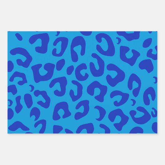 Feuille De Papier Cadeau Bleu Empreinte de léopard (Devant 3)
