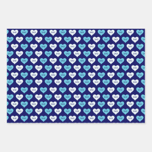 Feuille De Papier Cadeau Bleu et blanc Amour Motif de coeur Papa