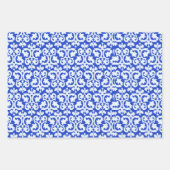 Feuille De Papier Cadeau Bleu Et Blanc Damassé  (Devant 3)