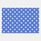 Feuille De Papier Cadeau Bleu Et Blanc Damassé  (Devant 2)