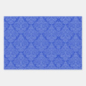 Feuille De Papier Cadeau Bleu Et Blanc Damassé  (Devant)