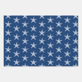 Feuille De Papier Cadeau Bleu et blanc Starfish Bande marine (Devant)
