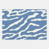Feuille De Papier Cadeau Bleu et crème Moderne Abstrait Wavy Lines Motif (Devant 2)