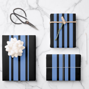 Feuille De Papier Cadeau Bleu Et Noir