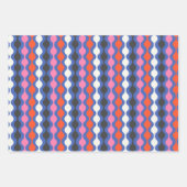 Feuille De Papier Cadeau Bleu et rose vif, bandes Abstraites rétro (Devant 3)
