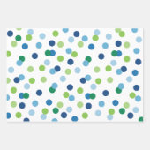 Feuille De Papier Cadeau Bleu et Vert Garçons Anniversaire (Devant)