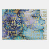 Feuille De Papier Cadeau Bleu Femme Face Or Citations Inspirationnelles (Devant)