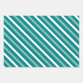 Feuille De Papier Cadeau Bleu frais, rayures et points blancs (Devant 3)